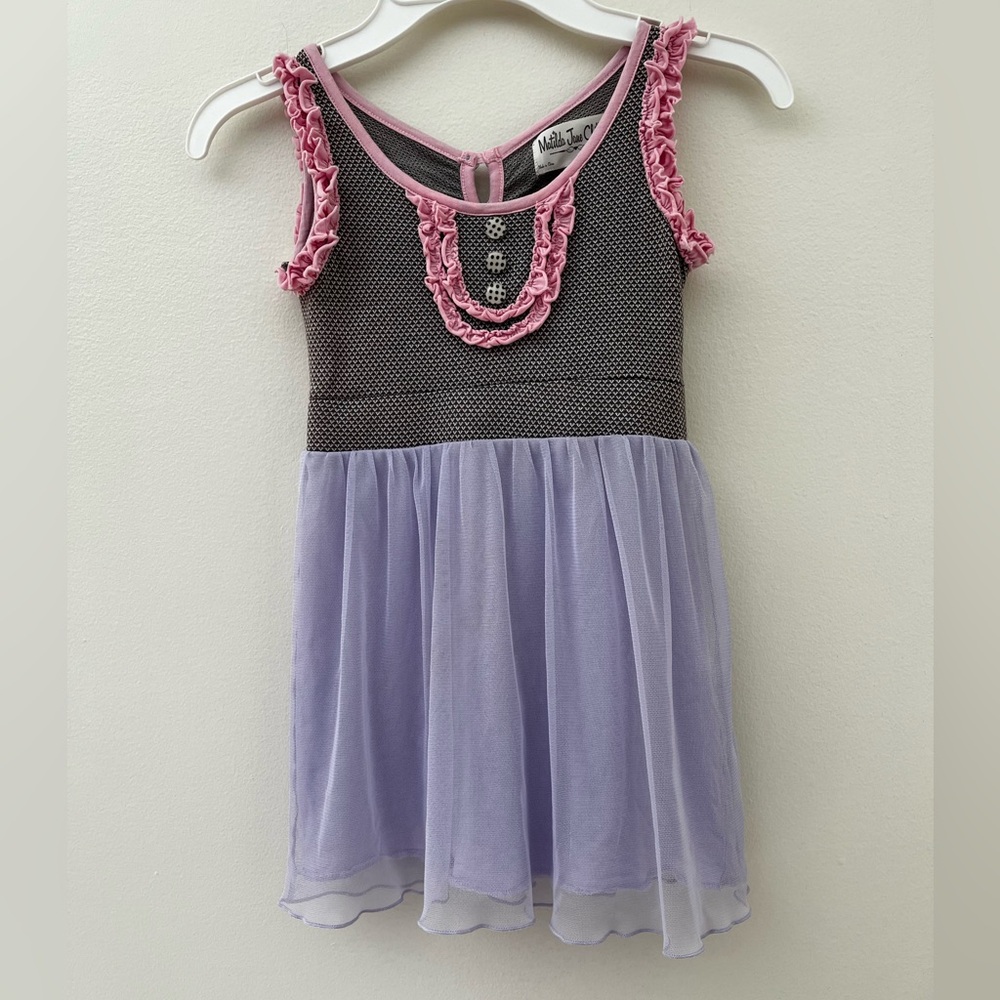 Matilda Jane Pink Trim Gray Bodice Lavender Tulle Dress
